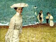 unknow artist woman in white on a beach china oil painting artist